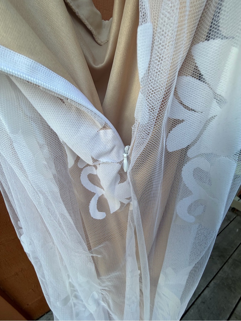 Luxxel Sheer White Floral Lace Maxi with Deep V - Picture 10 of 11